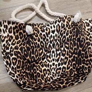 Leopard cloth tote